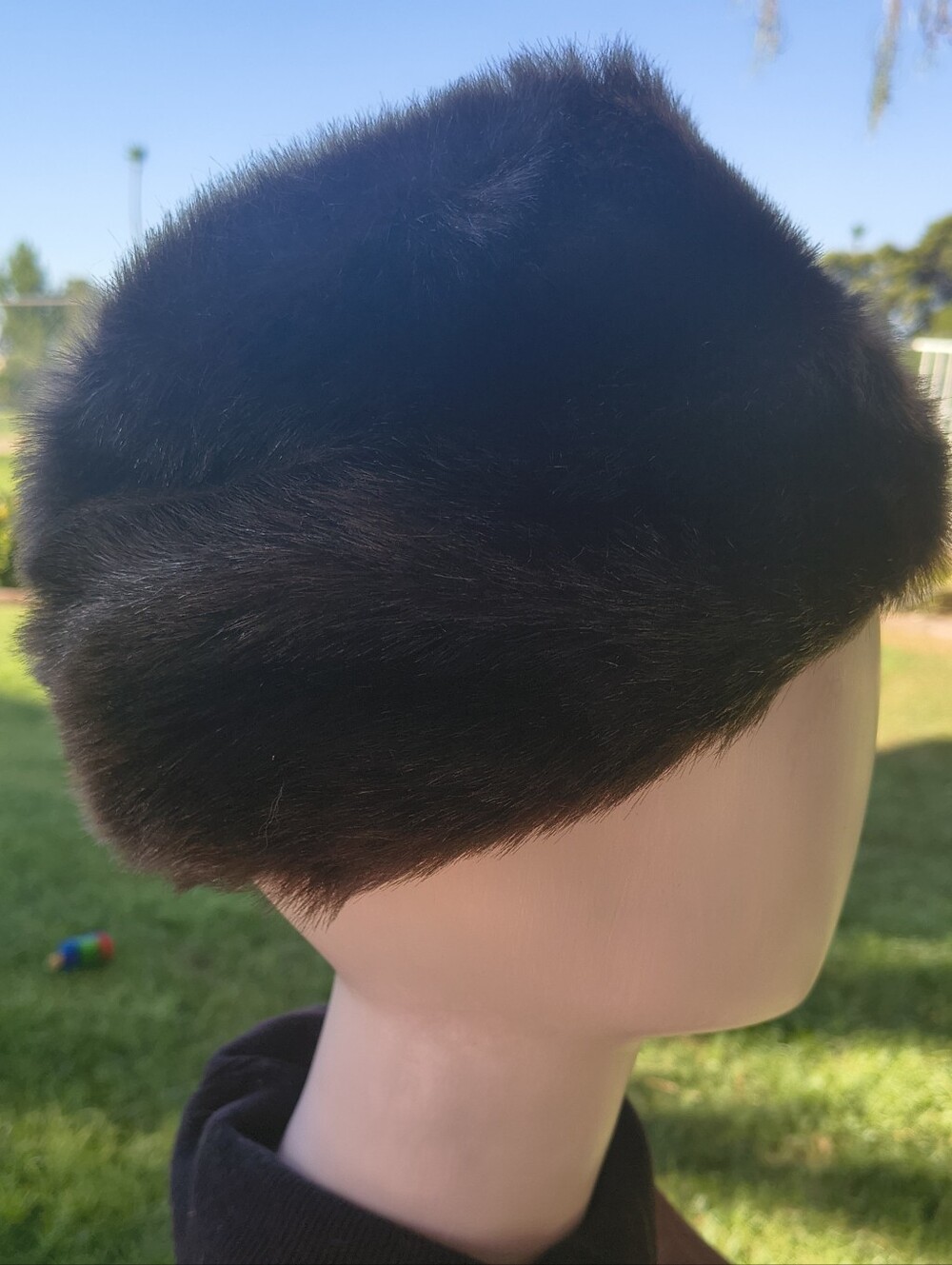 Classic Black Faux Mink Fur Hat Clean And Ready To Wear